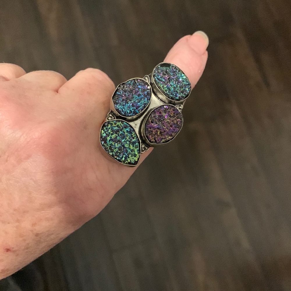 STATEMENT STERLING SILVER & DRUZY RING